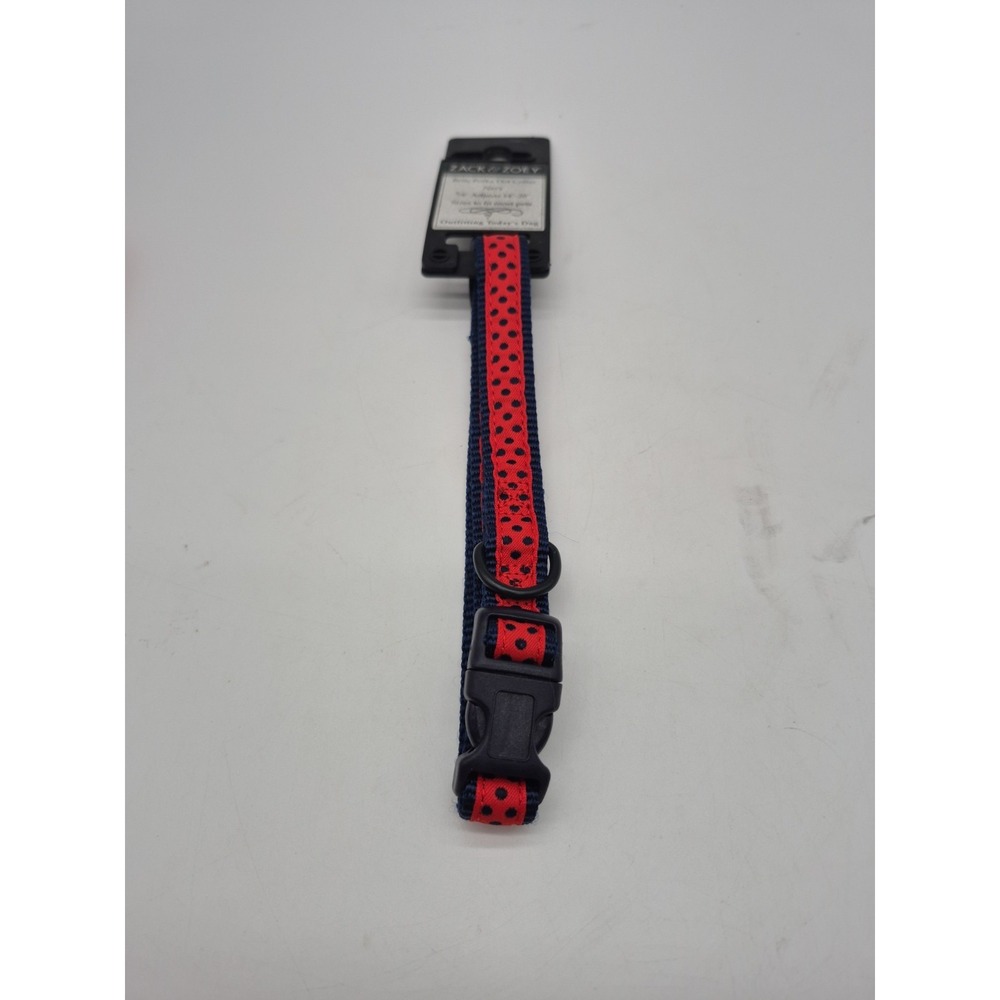 Zack & Zoey Polka Dot Navy/ Red Dog Collar Sport Bears 5/8" Adjusts 14-20"